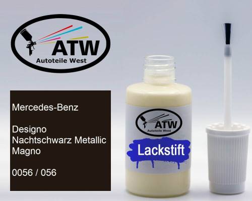 Mercedes-Benz, Designo Nachtschwarz Metallic Magno, 0056 / 056: 20ml Lackstift, von ATW Autoteile West.